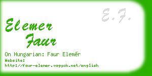 elemer faur business card